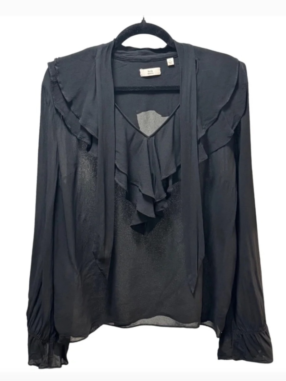 Aritzia Little Moon Black Gazania Ruffle Blouse *accepting offers
